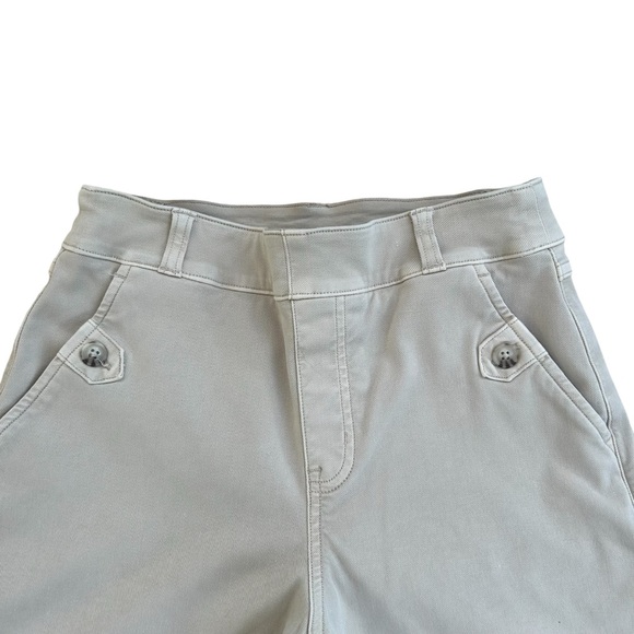 Spanx Twill Wide Leg Cropped Pants SMALL Tan Khakis High Rise Shaping Academia - Picture 3 of 14